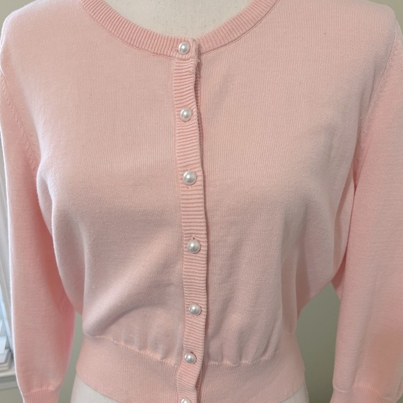Karl Lagerfeld Pink Cardigan With Faux 